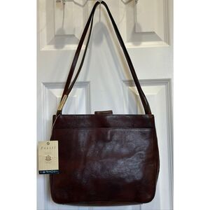FOSSIL - Sterling Double Handle Shoulder Bag in Chocolate Pebbled Leather- NEW!